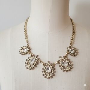 J.Crew 17-20" Necklace Gold Teardrop Gem Opal Necklace Thick Curb Chain Lobster